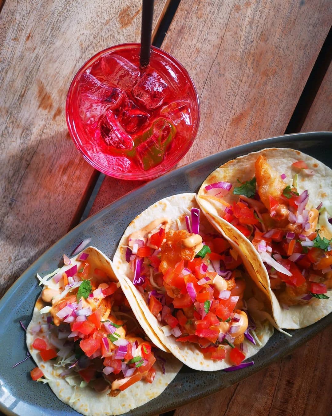 Cocktails and Prawn Tacos